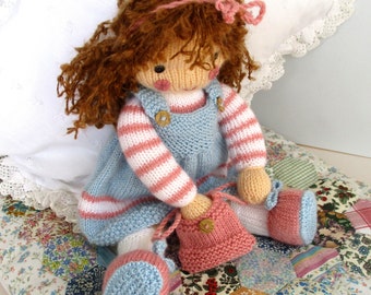 Amy Jane - 16" (40cm) doll knitting pattern, 2 needles, toy knitting pattern, instant download Pdf