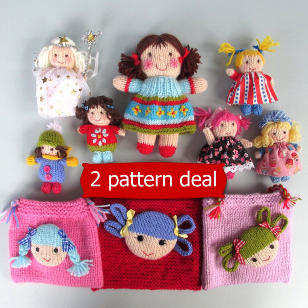 Jenny, Jolly Dollies and Bags Doll Knitting Patterns, Toy Knitting