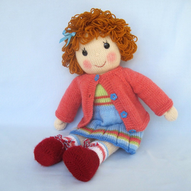 Belinda Jane 18'' 45cm Doll knitting pattern cardigan, skirt and top, DK yarn, 2 straight needles, instant download image 6