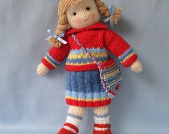 Tilly doll, 14" (36cm) - Doll knitting pattern - DK yarn, 2 straight needles, toy knitting pattern - Pdf