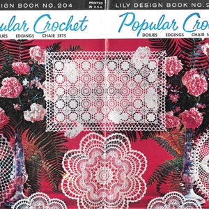 Lily Design Book No 204 Popular Crochet Doilies Edgings Chair Sets Vintage Pattern Booklet PDF Download