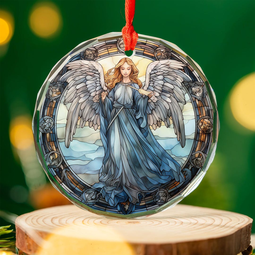 Archangel Stained Glass Ornament | Guardian Angel Acrylic Christmas ...