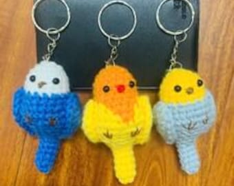 Crochet Bird Keychain: Handmade Amigurumi Parrot, Budgie, Cockatiel