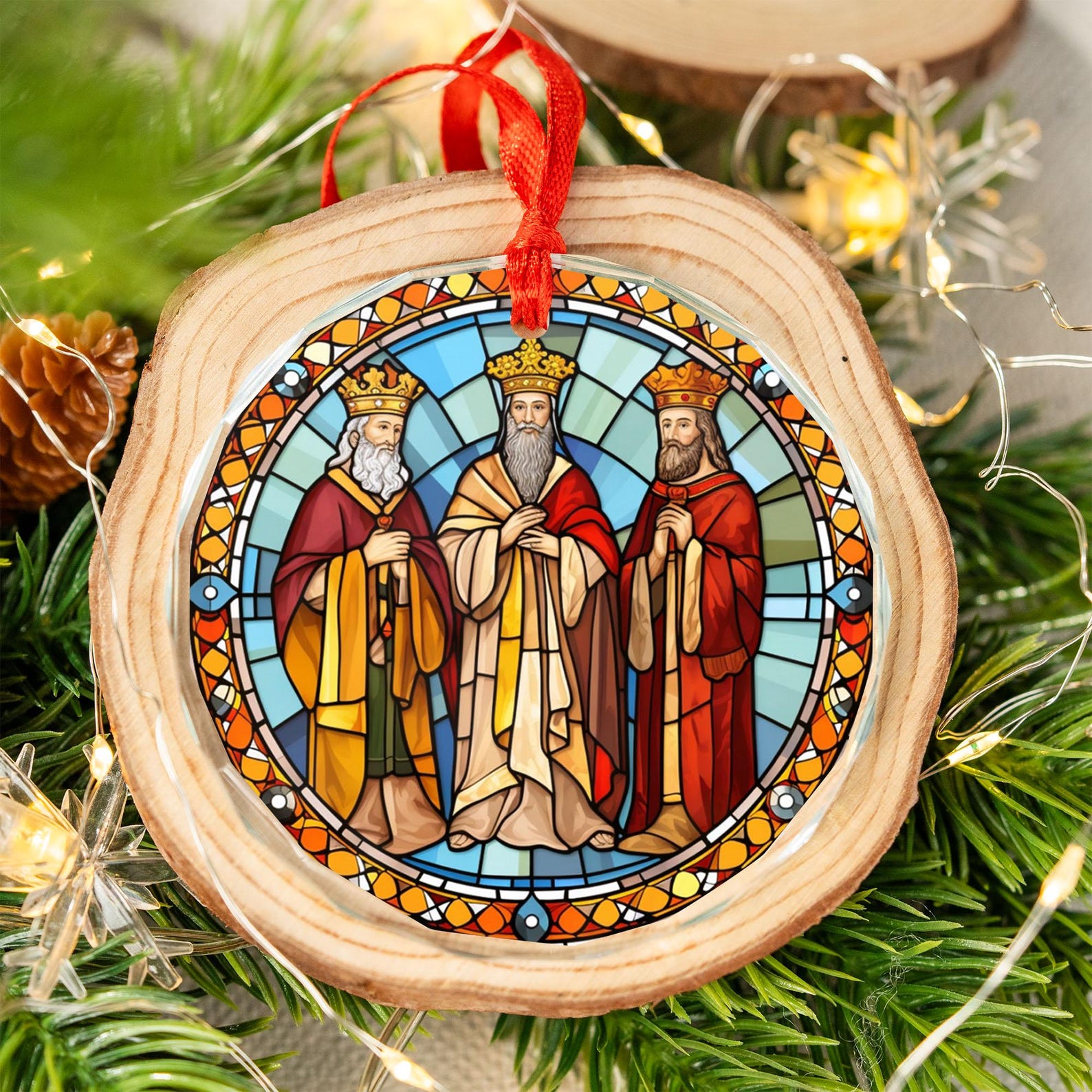 Epiphany Tree Three Wise Men Ornament | Stained Glass Epiphany Three Kings Design ...
