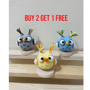 Crochet Owl Keychain: Handmade Amigurumi Plush Bird Charm