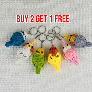 Crochet Bird Keychain: Handmade Amigurumi Parrot, Budgie, Cockatiel
