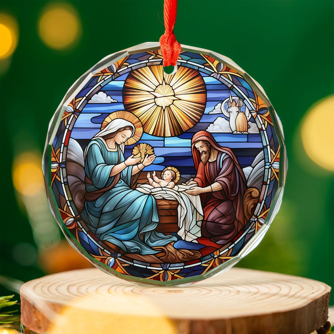 Holy Family Nativity Christmas Ornament | Stained Glass Style Acrylic ...