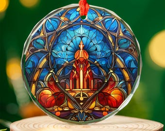 MAROLIN Glass Ornament Church with Red Roof