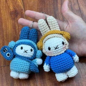 Crochet Bunny Keychain: Winter Outfit Amigurumi Rabbit Plush