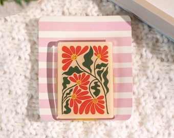 Floral Magnetic Kindle Grip: Acrylic Resin E-Reader Holder