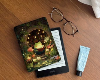 Frog Reader Kindle Paperwhite 12th 7'' Cover Kobo Clara Color Case Auto Wake/Sleep Clear/Magnetic Back Kindle Case with Strap Gift for her
