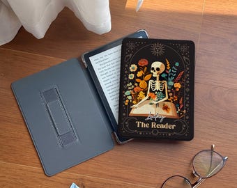 Skull Reader Kindle Paperwhite 12th 7'' Cover Kobo Clara Couleur Auto Réveil/Sommeil Clear/Magnétique Étui Kindle avec sangle Cadeau d'Halloween