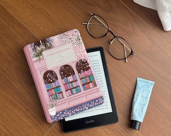 Book Shop Kindle Paperwhite Cover: Magnetic, Clear Back, with Strap