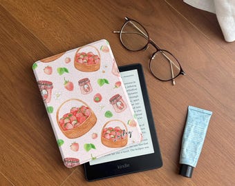 Strawberry Kindle Paperwhite Cover: Magnetic Back, Auto Wake/Sleep
