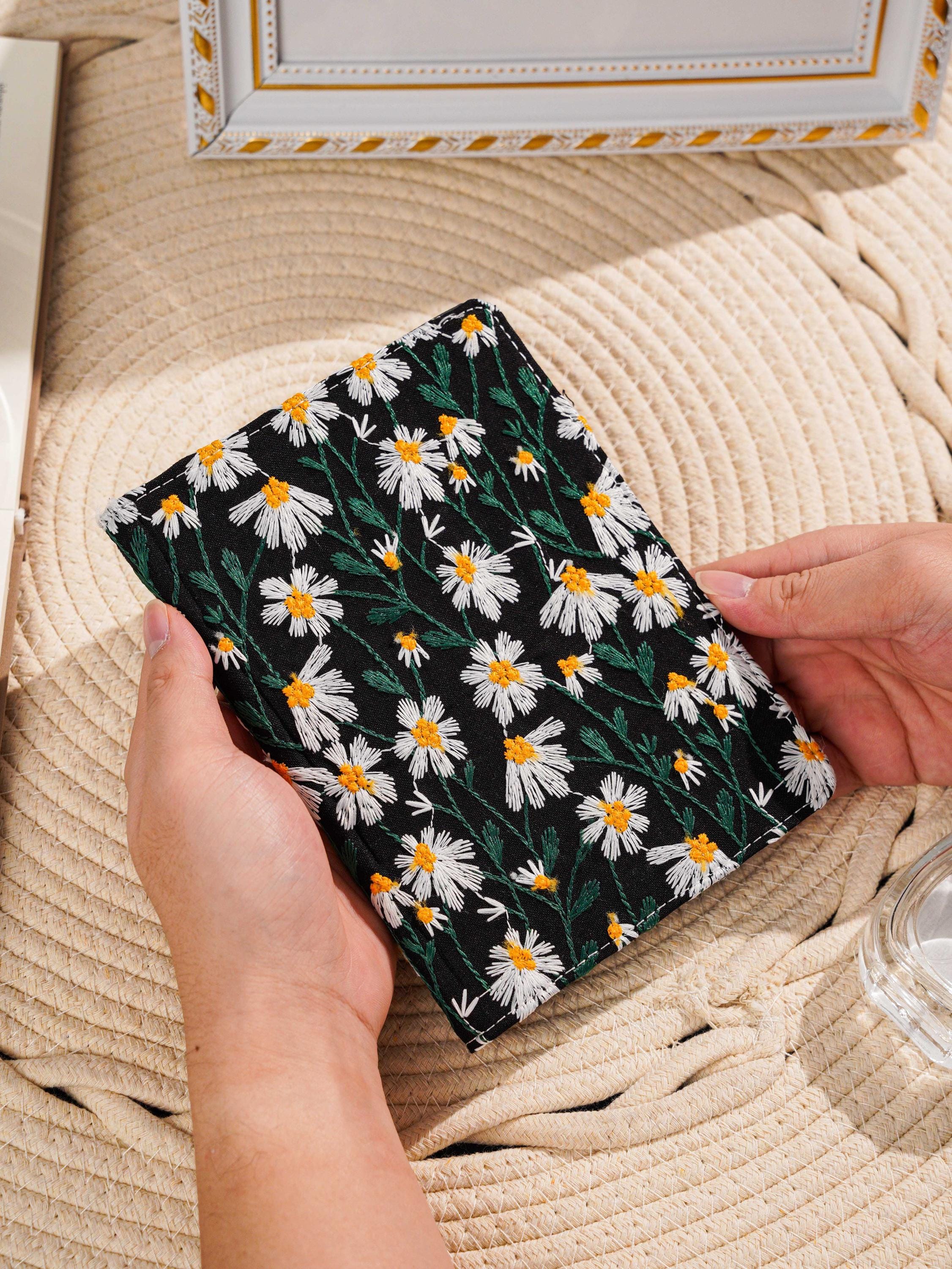 Hand Embroidered Blue Daisy Leather Kindle Case, Kindle Paperwhite 12th ...