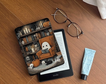 Ghost Kindle Paperwhite 12th Gen Case: Magnetic/Clear Back with Strap