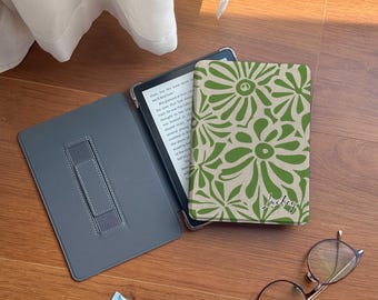 Grüne Blüte Alle Kindle Paperwhite 12th 7 Kobo Clara Farbe BW Auto Wach/Schlafen Klar/Magnetic Back Kindle Hülle mit Gurt Geschenk für Sie