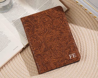 Floral Kindle Case for Paperwhite 12th Gen 7", Personalized Leather Cover with Stand & Hand Strap, Gift for Book Lovers