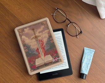 Floral Sword Kindle Paperwhite Cover: Magnetic Book Case with Strap