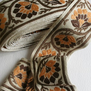 BREDE Vintage Trim Bruin Oranje Bloemen en Vine Motif 4 Meter