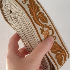 Vintage Polsterband Borte Braun und Orange Blatt und Beere Motiv