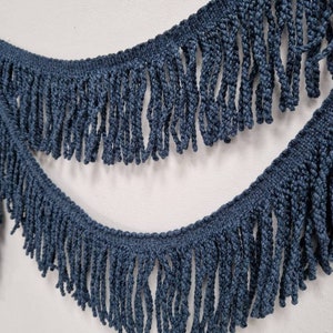 Vintage Fransen 2m Chenille Finish dunkelblau Lange Fransen Polster Fransen Polster männchen