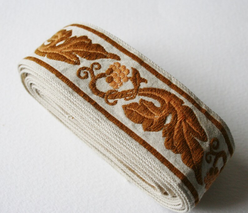 Vintage Upholstery Ribbon Trim Cream Brown and Goldish 4 Etsy