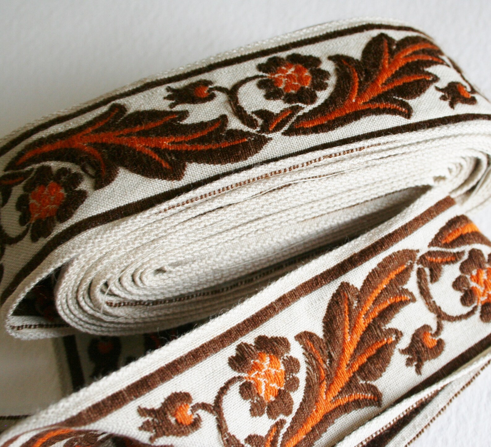 Vintage Upholstery Ribbon Trim Flower and Leaf Scroll Design 4 Etsy