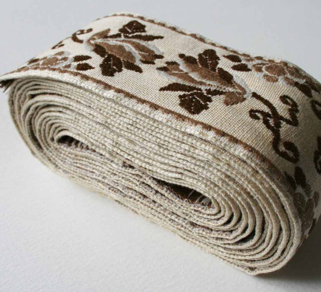 Vintage Upholstery Trim Brown and Cream Floral Design Etsy