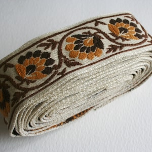 Vintage Trim Braun Orange Floral und Vine Motiv 4 Meter Slim Version