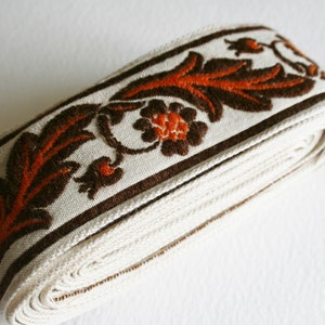 Fita para estofamento vintage com acabamento em flor e folha com design de rolagem de 4 metros, dois marrom e laranja