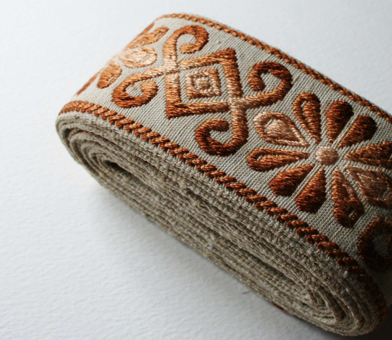 Wide Vintage Upholstery Trim Floral Brown and Cream Ombre Etsy