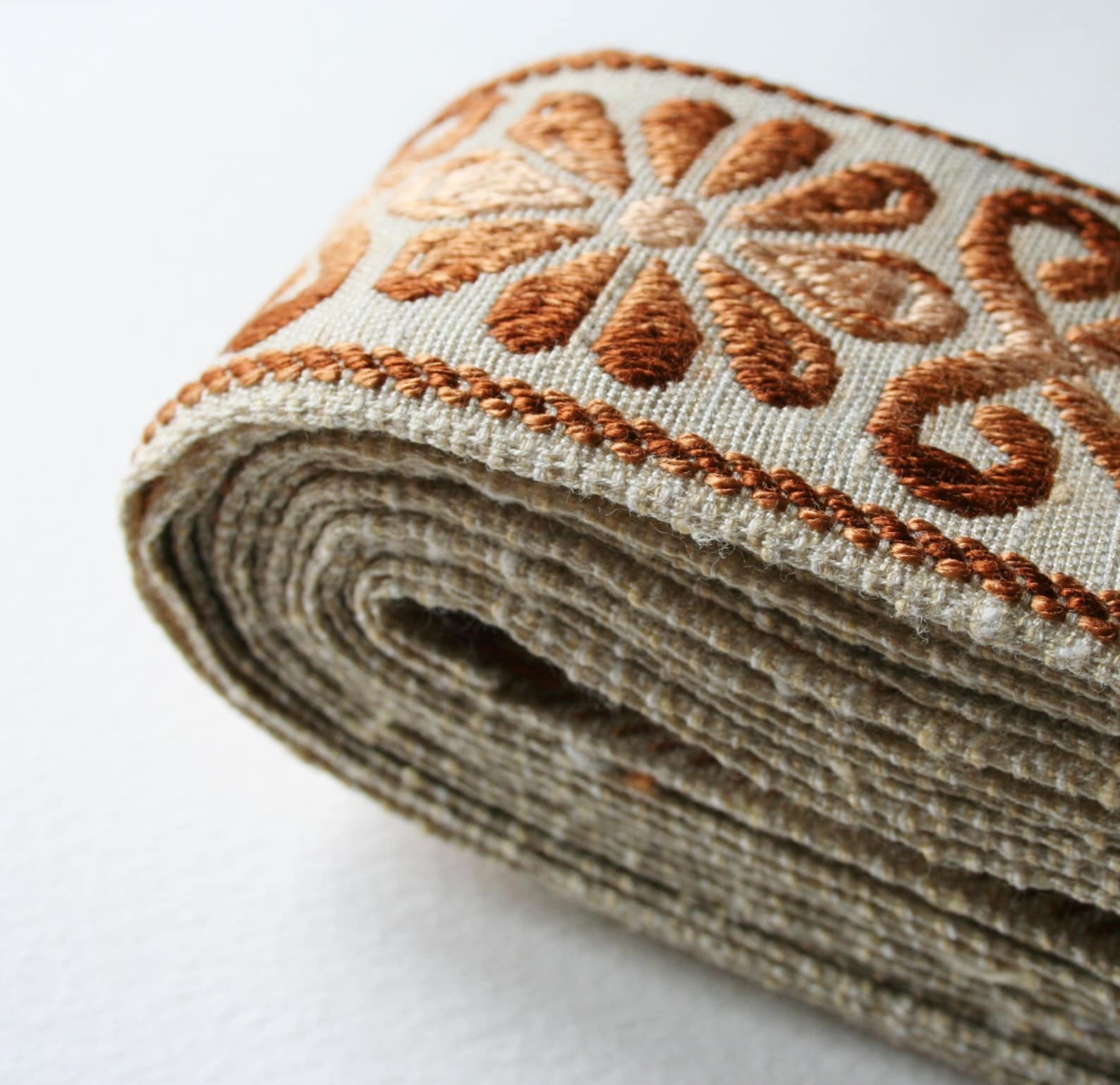 Wide Vintage Upholstery Trim Floral Brown and Cream Ombre Etsy