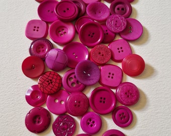 Vintage Button Collection 55 Shocking Pink Tones Plastic  UK