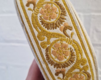 4 Meters Vintage Trim Three Tone Gold Bronze Brown Floral Motif