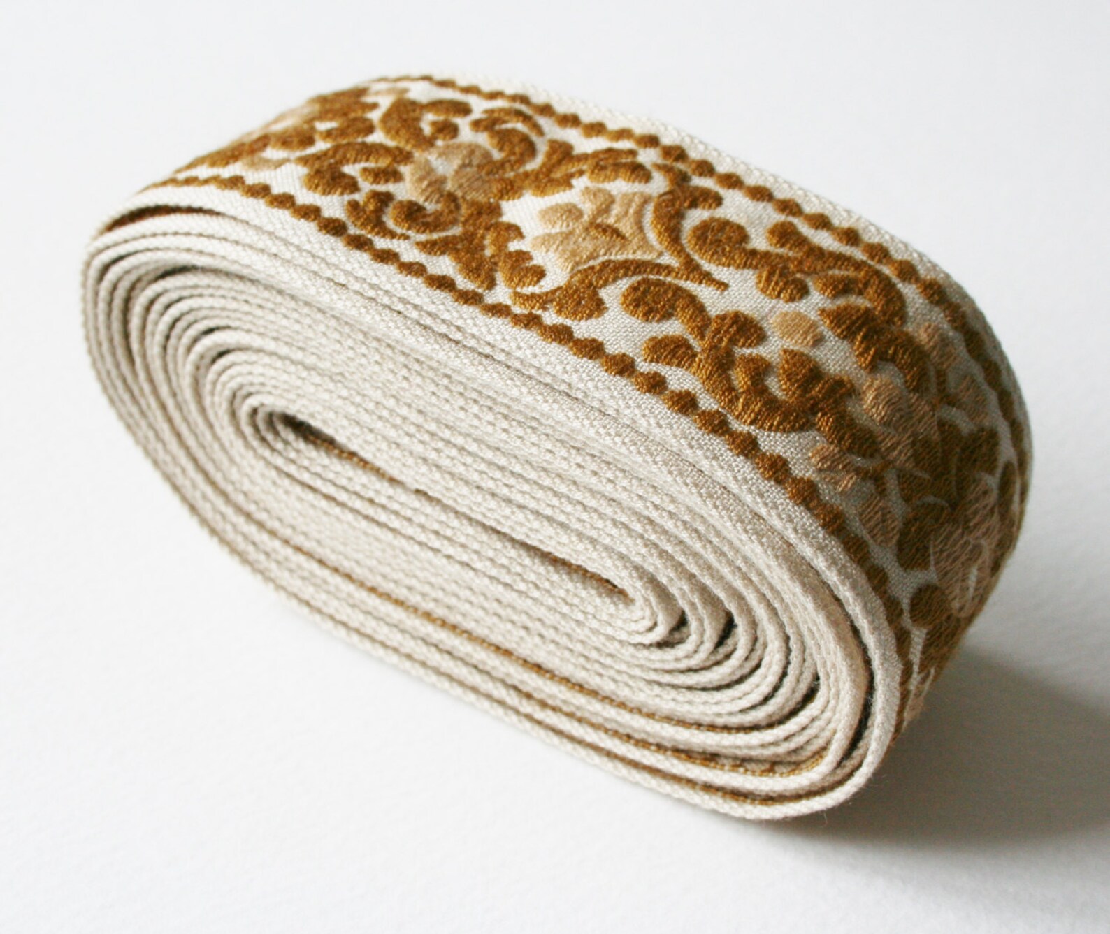 Vintage Upholstery Trim Floral Leaf Repeat Design Cream and Etsy