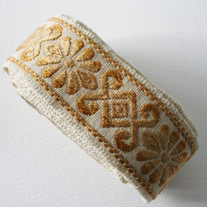 Narrower Version Vintage Upholstery Trim Floral Pale Brown and Cream Ombre Design 4 Meters