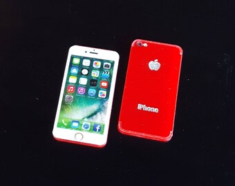New RED IPhone 7 Miniature Scale 1:6 for Blythe Barbie Puki Lati Revoltech and similar Dolls.