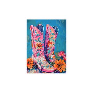 Bunte Cowboy Boots Postkarten Set, Blumen Postkarten, Vintage Design, Grußkarten für alle Gelegenheiten, Kunstpostkarten mit Umschlägen