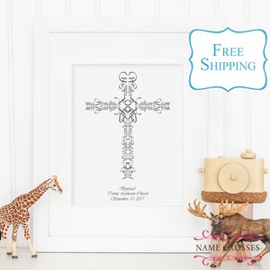 Personalized Baptism Gift - boy baptism gift - christening gifts for boys - personalized Name Crosses print baptism - 8x10 - FREE SHIPPING