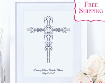 First Communion Gift Boy - Personalized Cross - Communion Cross Gift For Boys - Communion Gifts - Boy 1st Communion Cross - FREE SHIPPING