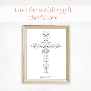 Unique Wedding Gift Personalized Wedding Cross | Marriage Gift | Wedding Date Cross | Wedding Cross Print | Personalized Wedding Gift Couple