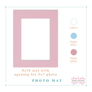 8x10 photo mat with opening for a 5x7 cross photo or art print - pink photo mat - blue photo mat - yellow green photo mat - purple photo mat