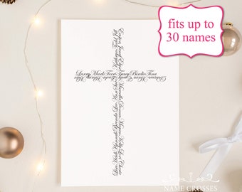 Personalized Christmas Gift • Children & Grandchildren Names in a Cross • Grandma Gift From Kids • Christmas Gift for Grandma Idea sign