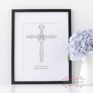 Godparent Gift | Thank You Gift For Godparents | Personalized Godparent Name Cross | Godparent Proposal Baptism Gift | 8x10 | FREE SHIPPING