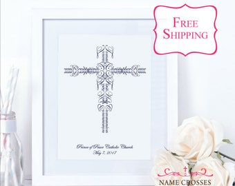 First Communion Personalized Cross Print | Name Cross | First Communion gift | First Communion girl | First Communion Boy |FREE SHIPPING