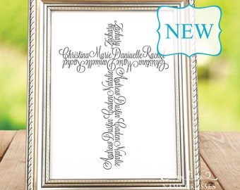 Personalized Father's Day Gift • Children & Grandchildren Names in a Cross • Grandpa Gift From Kids • Fathers Day Gift for Grandpa Idea Sign