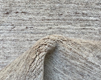 Handwoven Wool Rug, Neutral Scandinavian Area Rug, Beige Minimalist Rug, Handmade Thick Wool Carpet, Custom Size