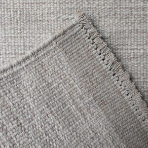 Neutral Area Rug for Living Room – Minimalist Scandinavian Wool Rug – Flatweave Farmhouse Carpet – Custom Size Handmade Rug
