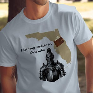 Deixei minha carteira na camiseta da Orlando College, camiseta exclusiva para pais da Orlando College, camiseta gráfica bacana da Flórida, vestuário com design College Knight